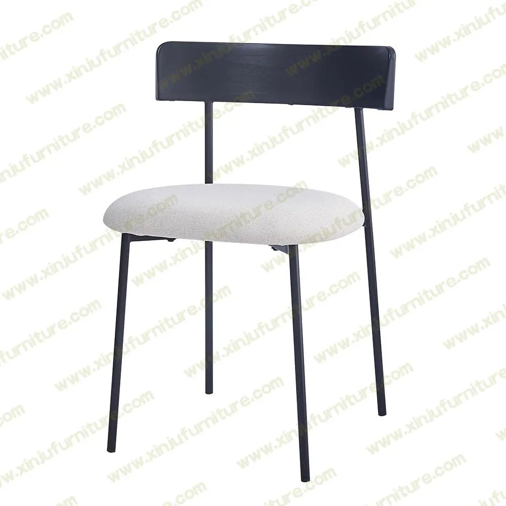 metal frame dining chair with upholstered seat
