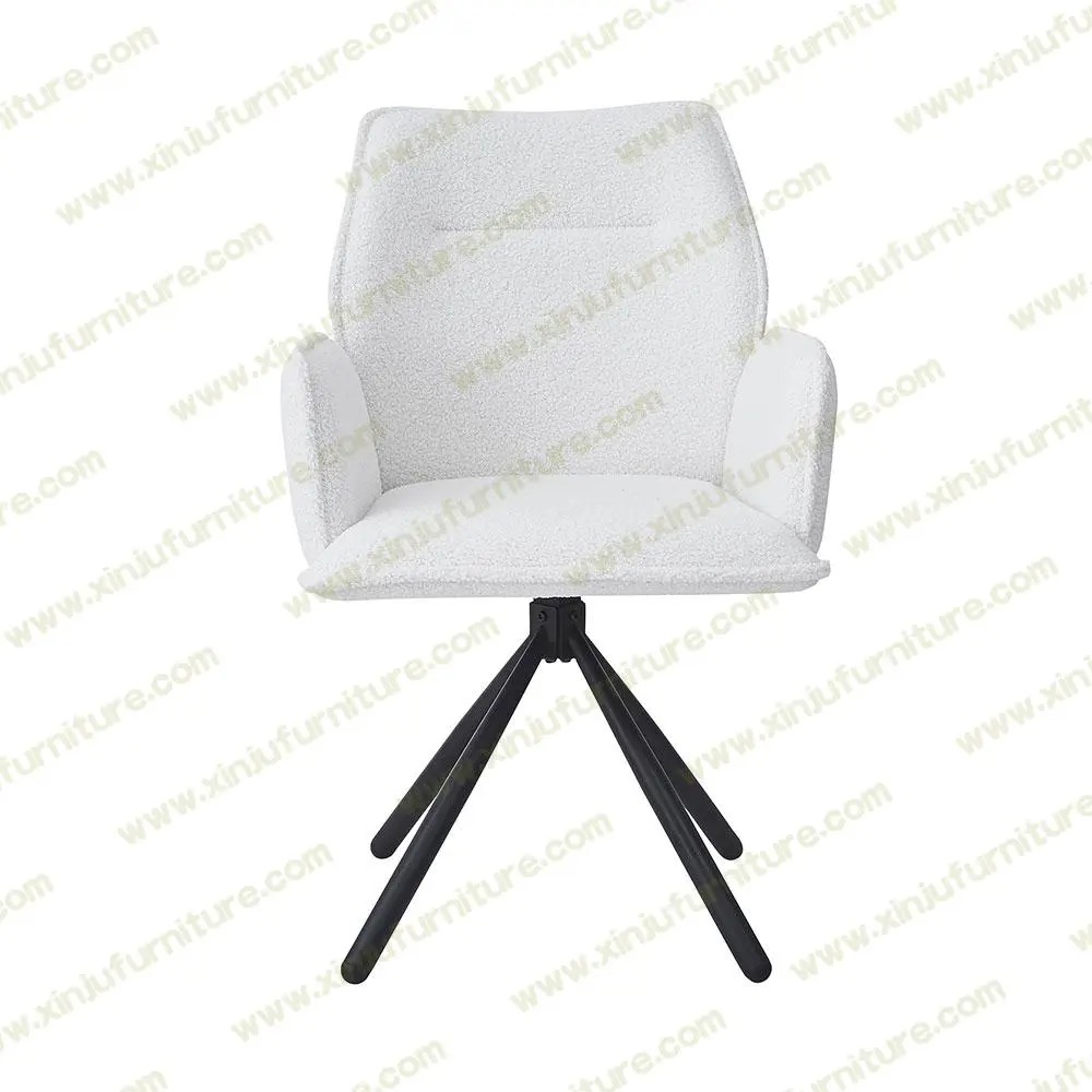 Teddy Velvet color chair soft seat dining chair with arms and metal leg office swivel base